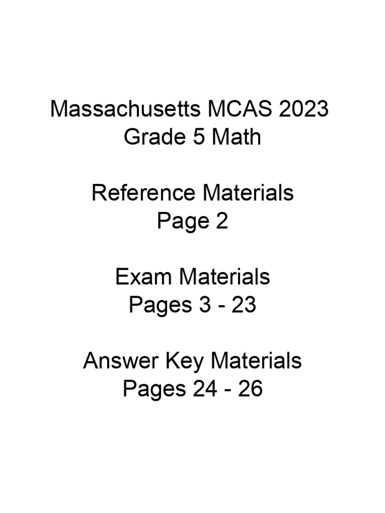 Massachusetts MCAS 2023 Grade 5 Math Exam | PDF | Decimal | Numbers