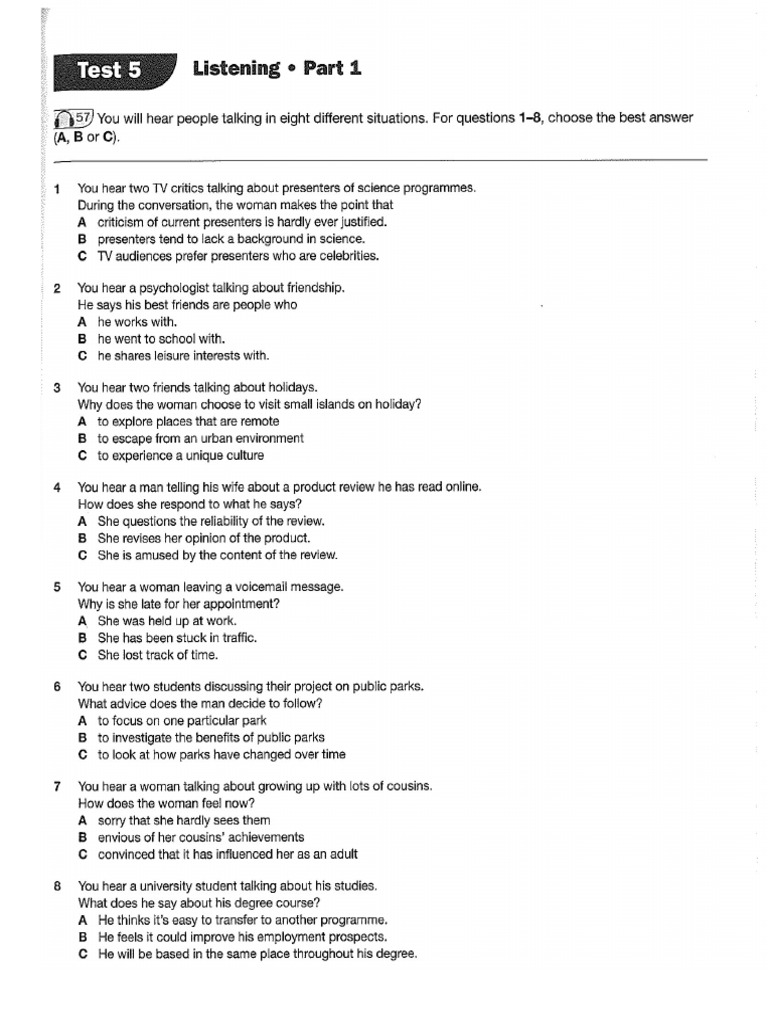Test+5+ +listening | PDF
