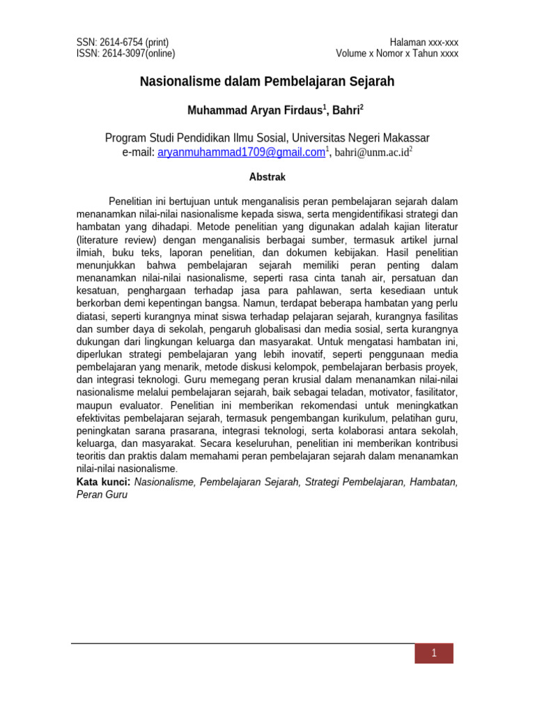Peran Sejarah dalam Nasionalisme Siswa | PDF