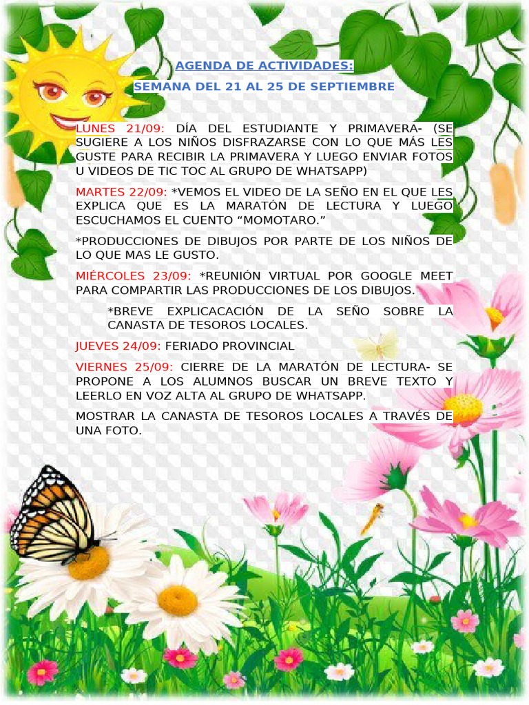 Actividades Educativas del 21 al 25 de Septiembre | PDF