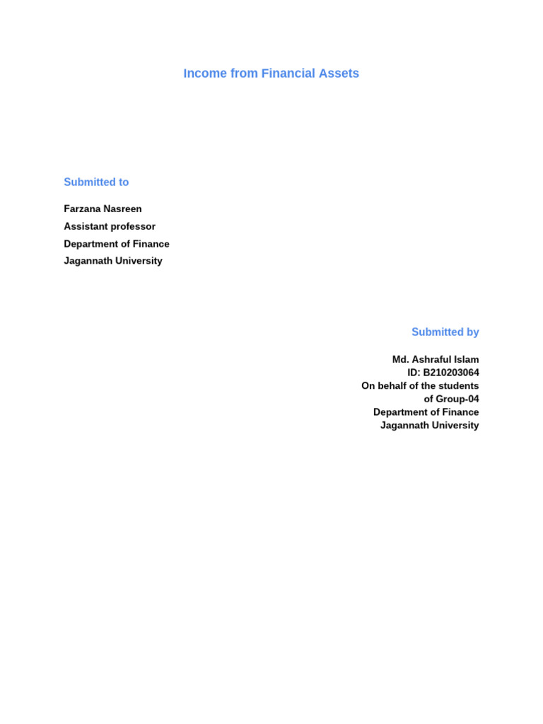 Income From Financial Assets-1 | PDF