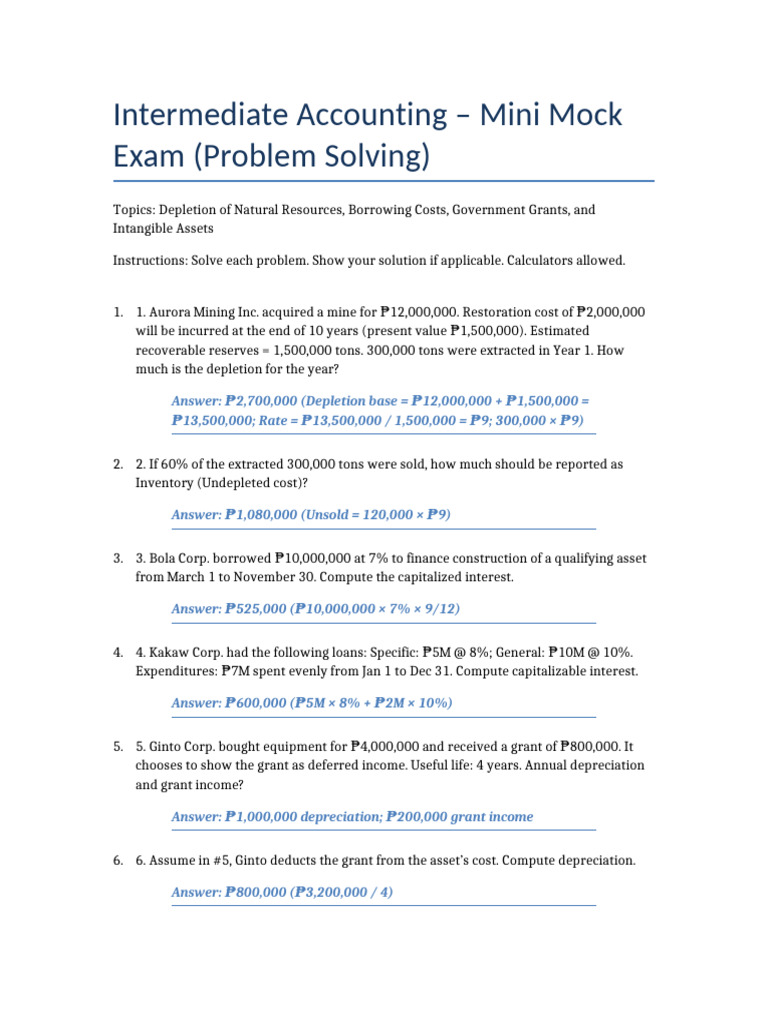 Intermediate Accounting Mock Exam Guide | PDF