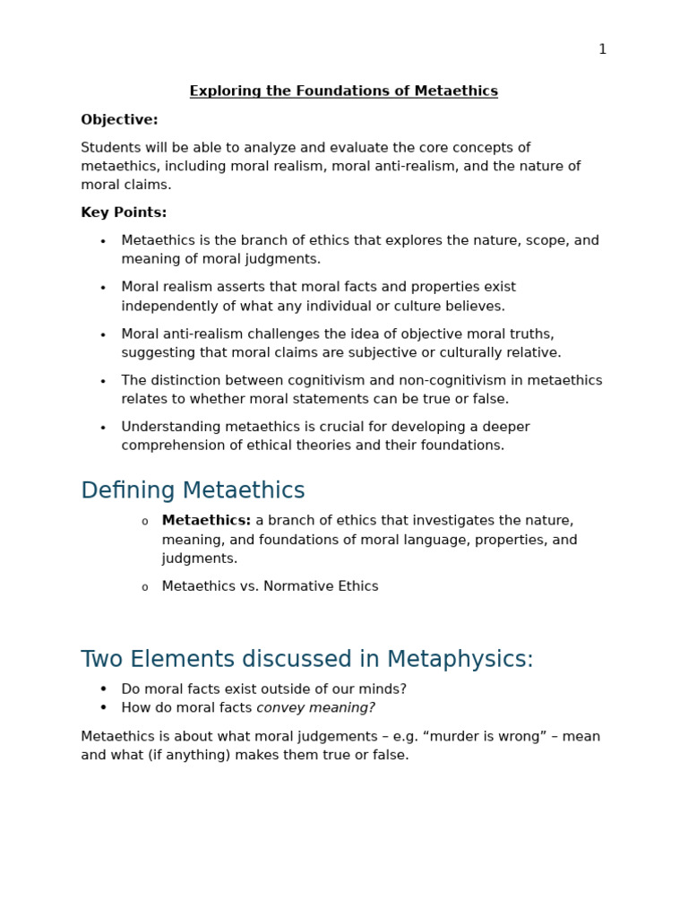 Understanding Metaethics Concepts | PDF | Metaphysics | Metaphilosophy