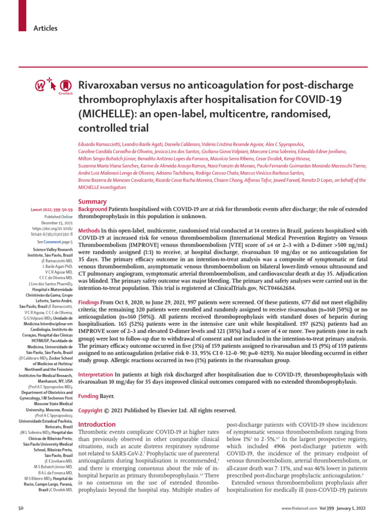 Pi Is 0140673621023928 | PDF | Thrombosis | Medicine