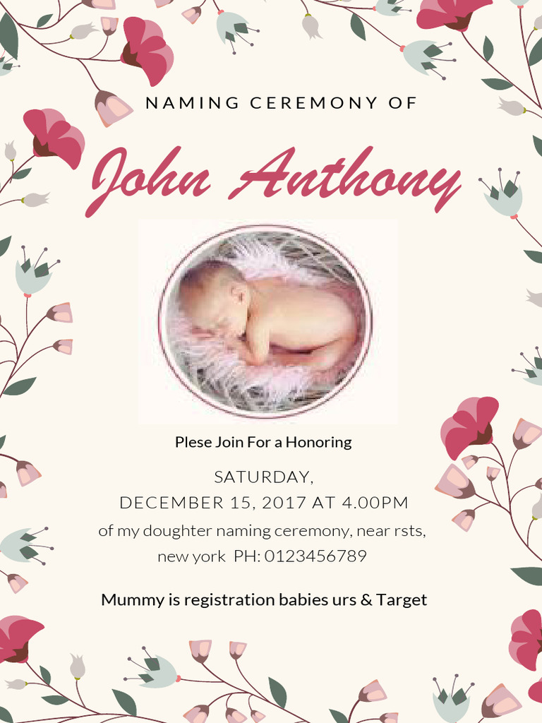 Naming Ceremony Invitation | PDF