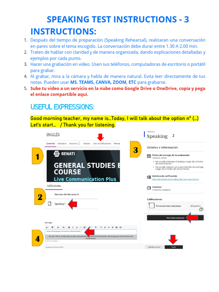 Speaking Test 3 Instructions. | PDF
