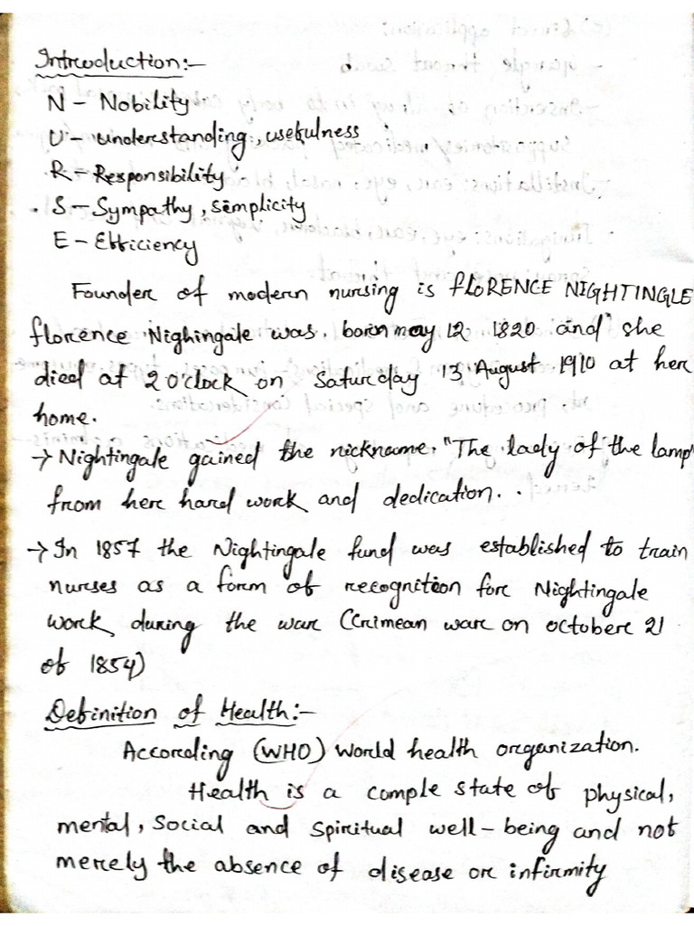 Nursing Foundation Unit-I Handwritten Notes | PDF