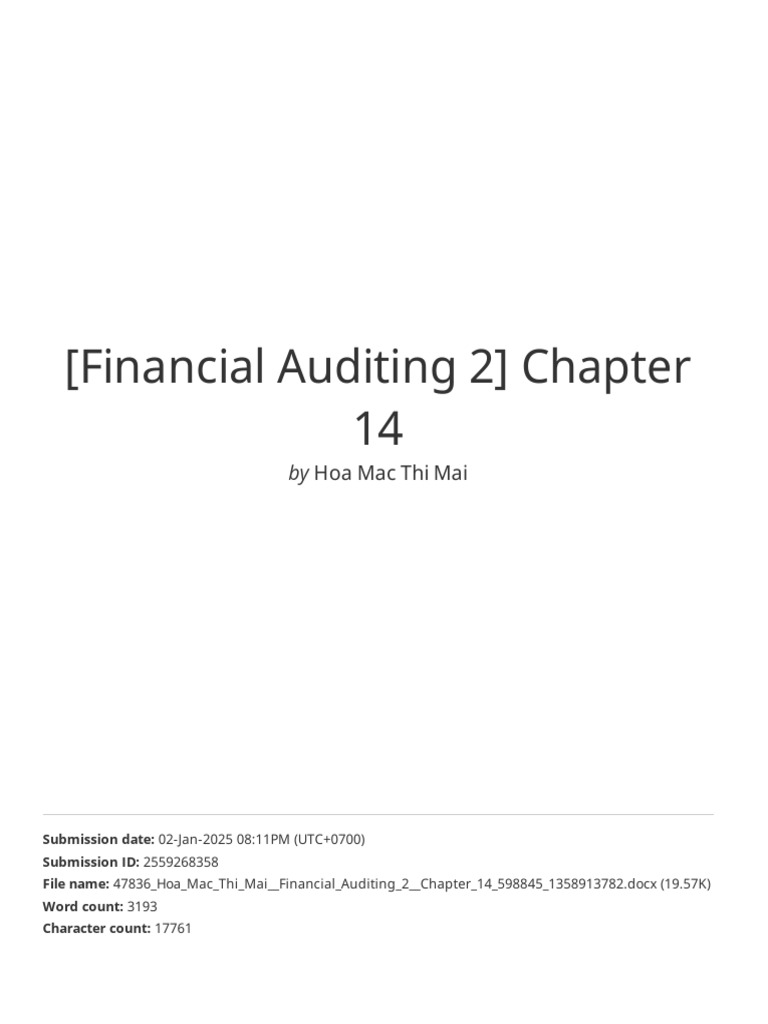 Financial Auditing 2 Chapter 14 1 | PDF