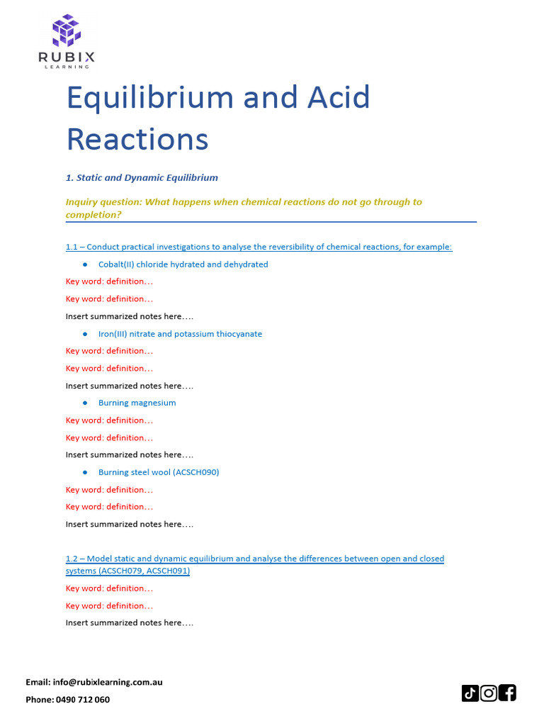 Equilibrium and Acid-Base Reactions Guide | PDF | Acid | Ph