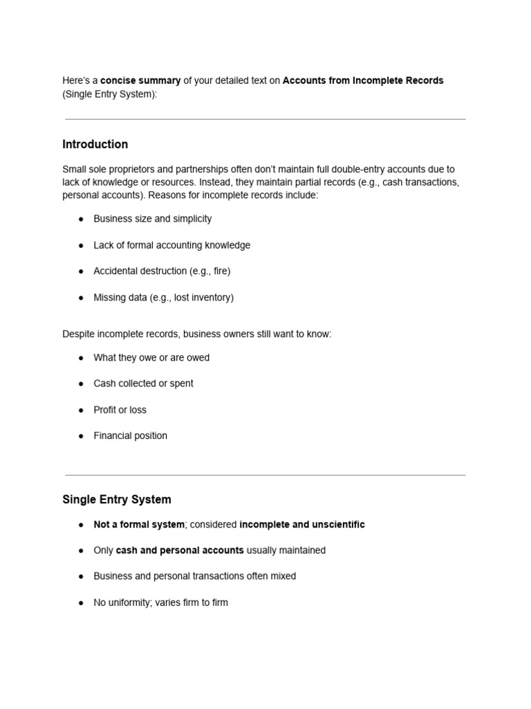 Accounts from Incomplete Records Guide | PDF | Debits And Credits ...