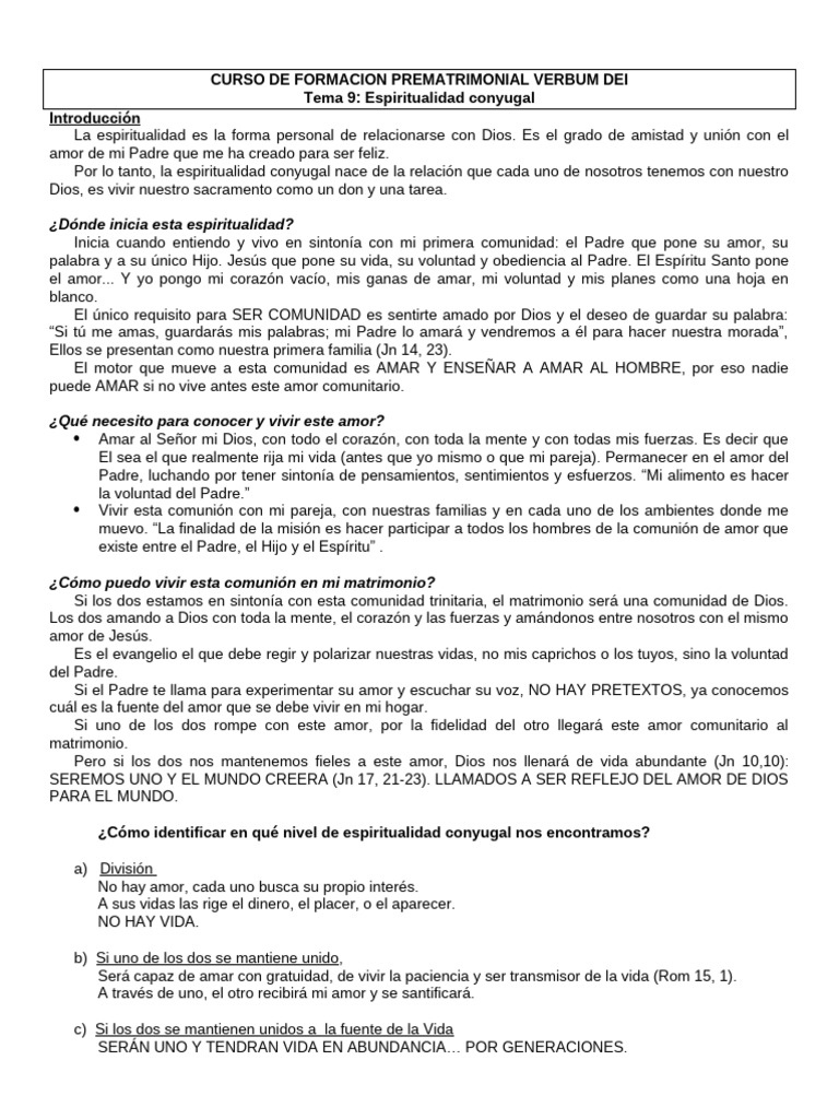 Espiritualidad Conyugal en el Matrimonio | PDF | Amor | Oración