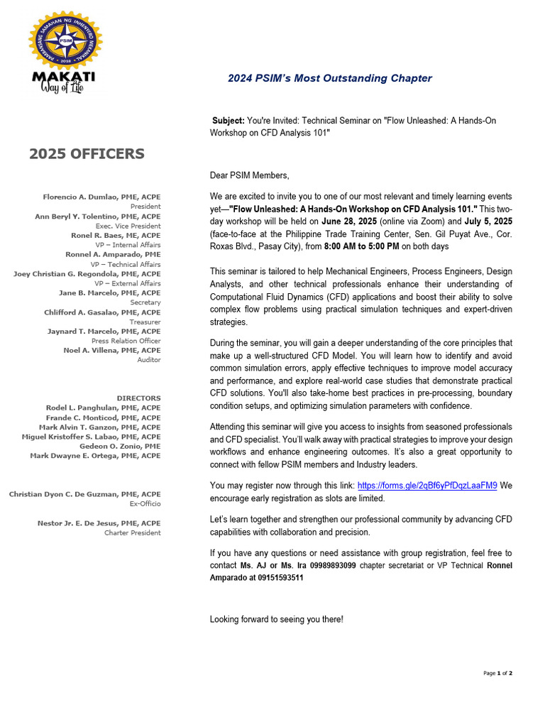 Invitation Letter For Members - 1 | PDF | Computational Fluid Dynamics ...