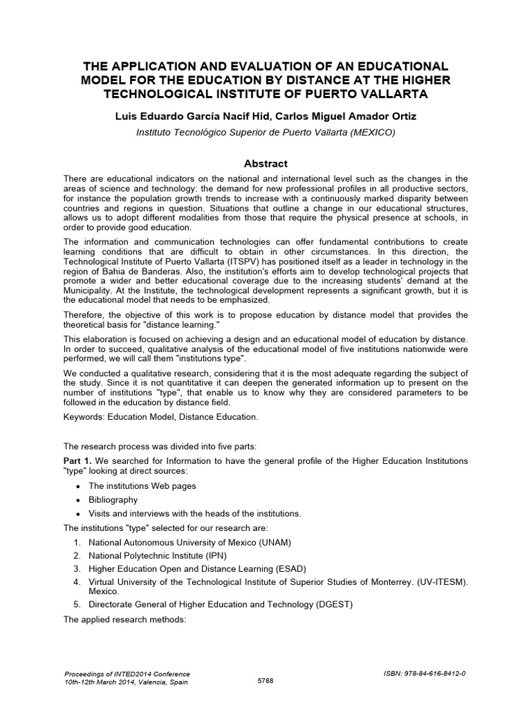 Distance Education Model Evaluation in Mexico | PDF | Educational ...