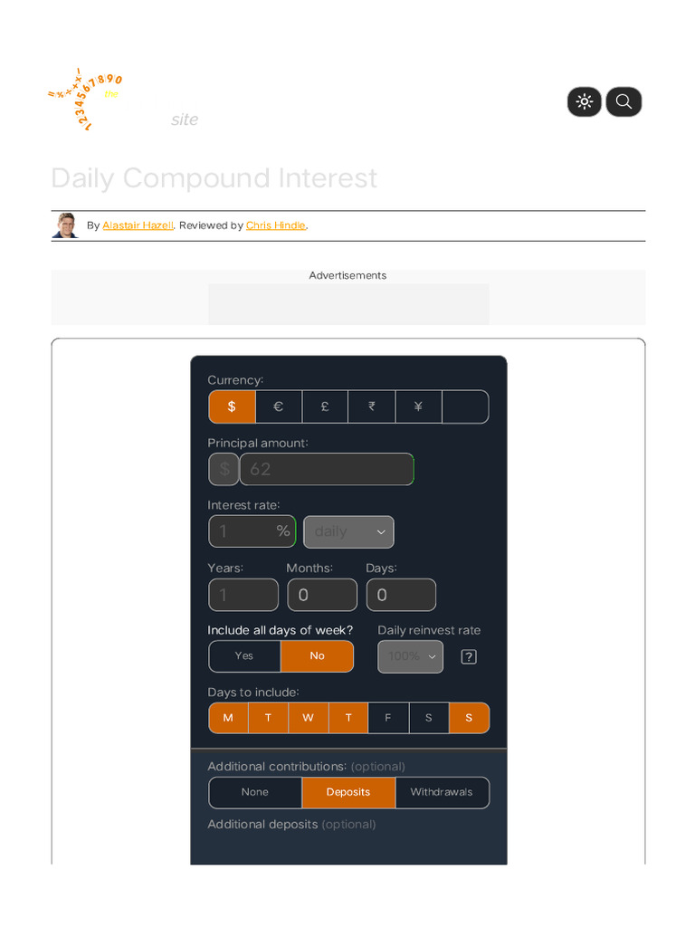 Daily Compound Interest Calculator | PDF | Interest | Banking