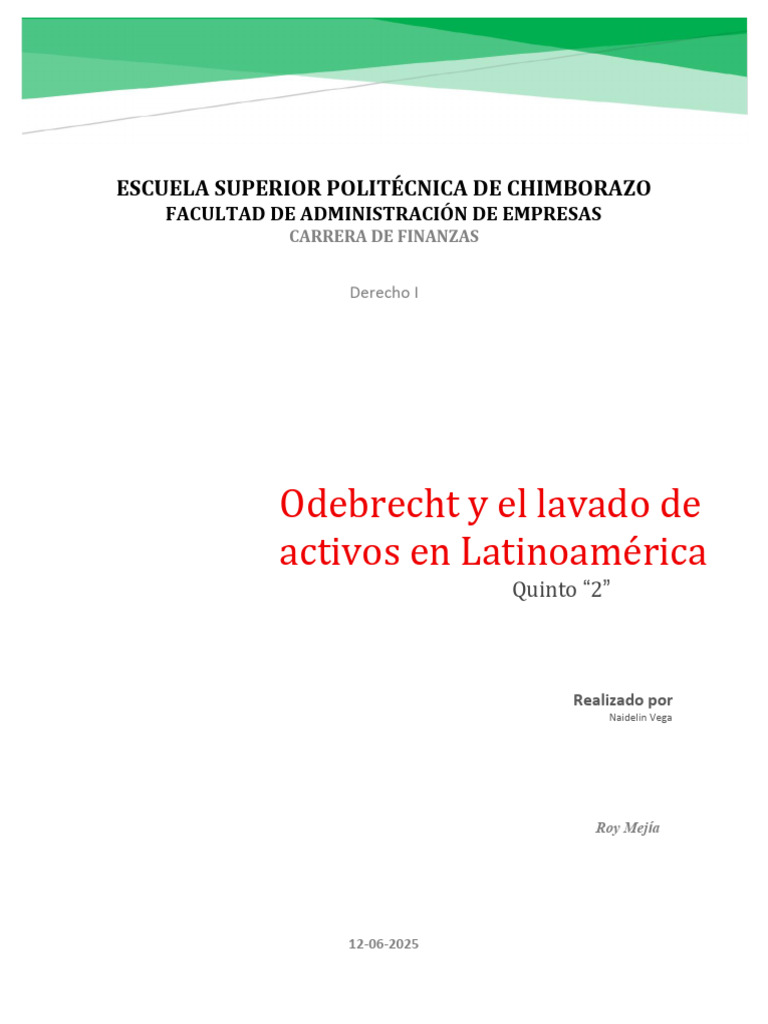 Odebrecht: Lavado de Activos en LATAM | PDF | Lavado de dinero ...