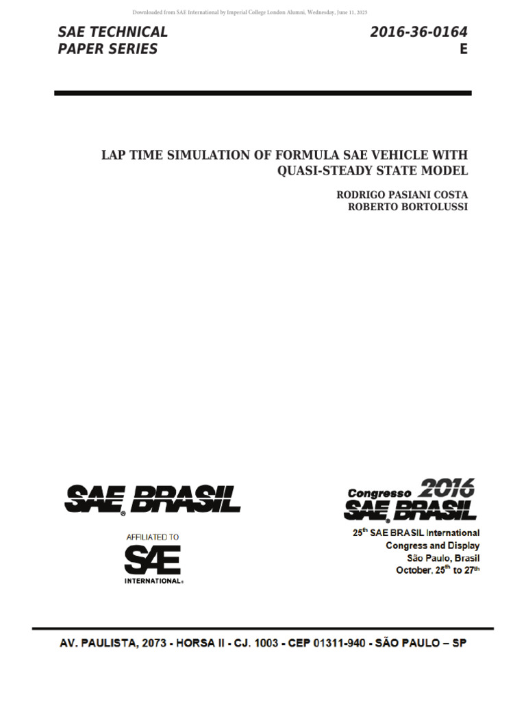 Lap Time Simulation of Formula SAE Vehicle With Quasi-Steady State ...