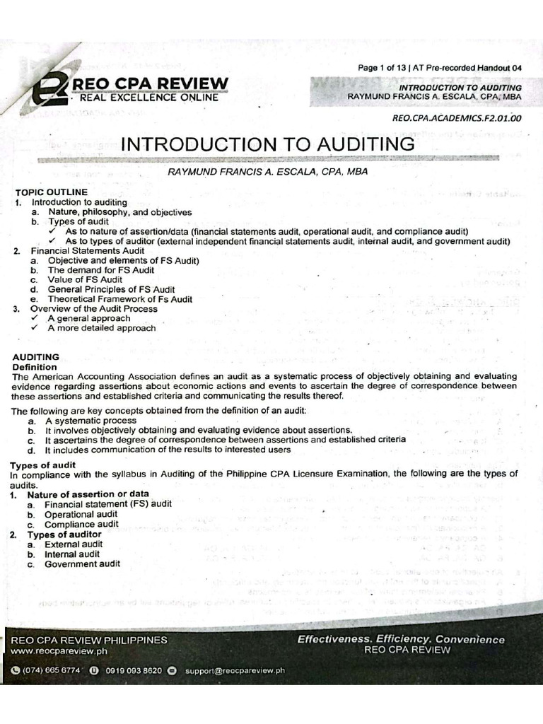 Introduction To Auditing | PDF