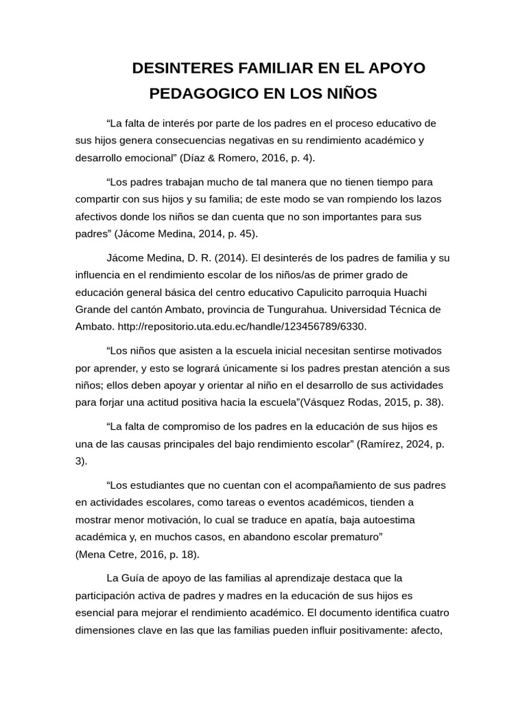 Impacto del Desinterés Familiar en Educación | PDF | Enseñando | Escuelas