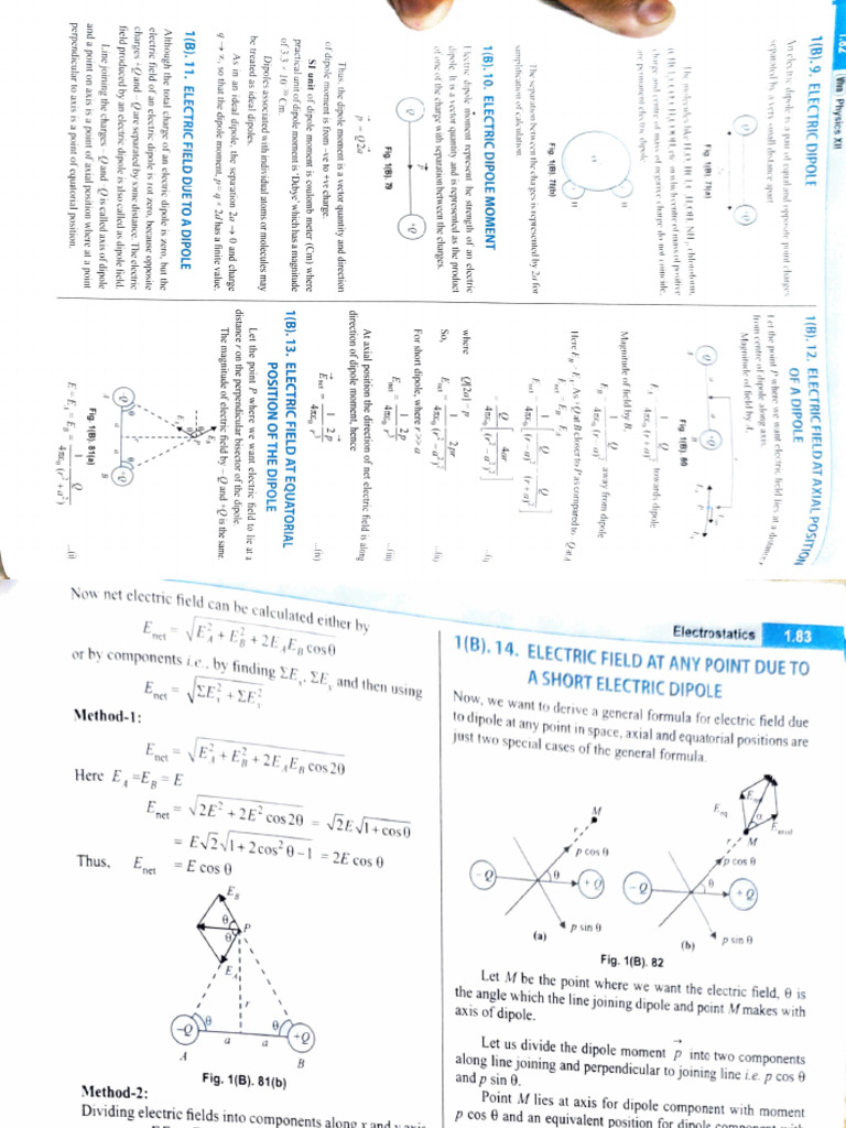 Electric Dipole: Concepts and Calculations | PDF | Dipole | Physical ...