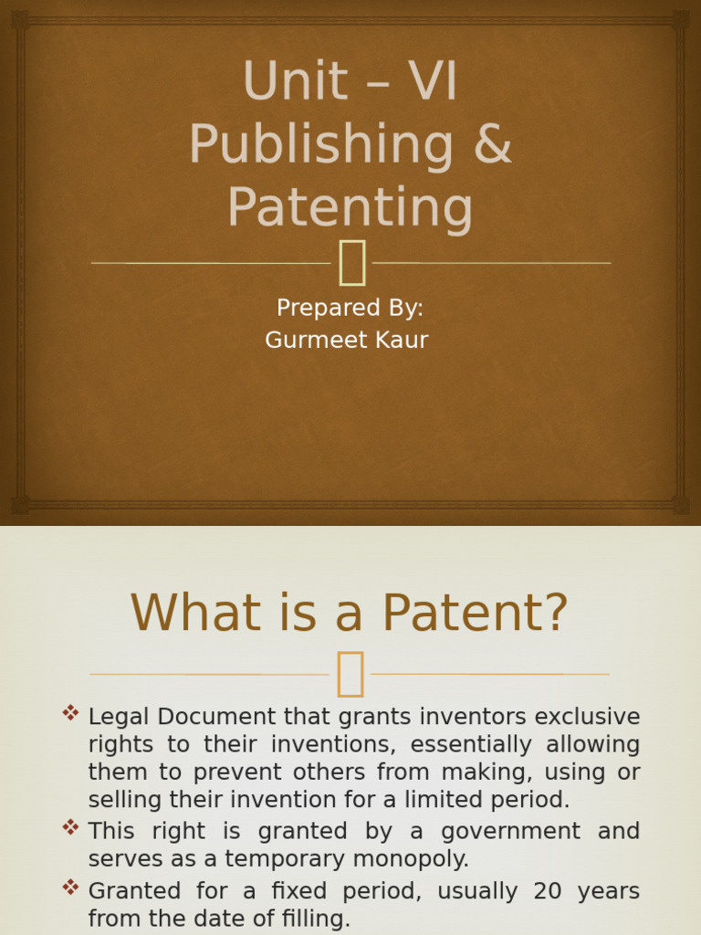 Publishing and Patenting Overview | PDF | Open Access | Patent