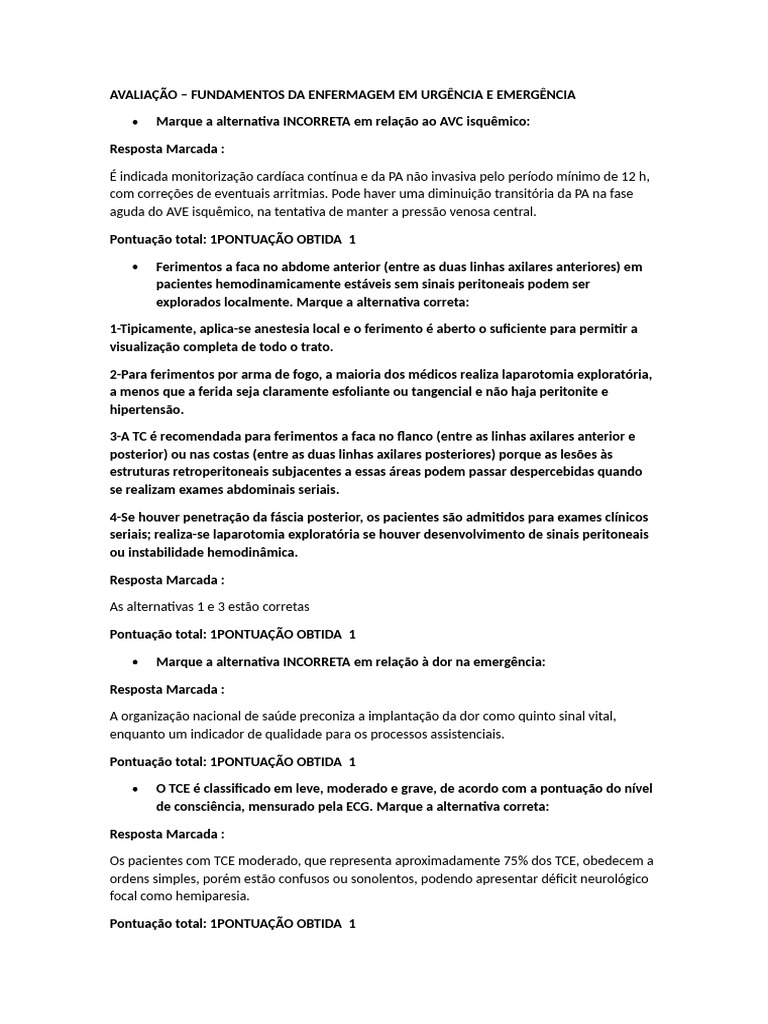 Avaliação em Emergência e Urgência | PDF | Traumatismo craniano | Opioide