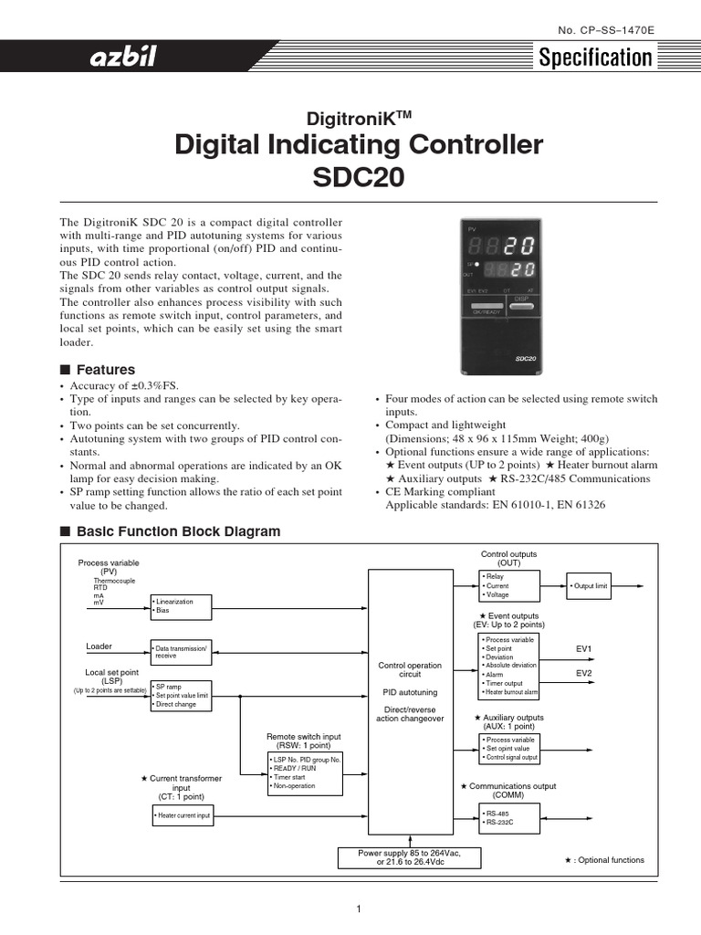 DigitroniK SDC 20 Digital Controller | PDF | Power Supply | Thermocouple