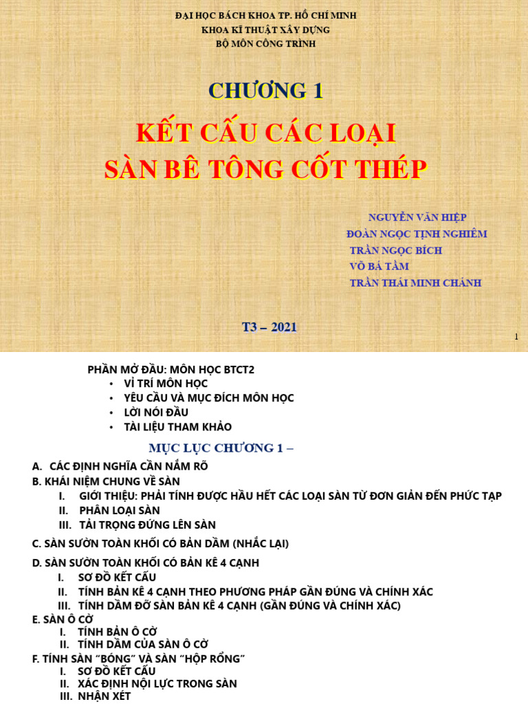 Btct2 c1 Kết Cấu Sàn | PDF