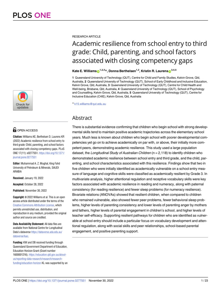 Factors Influencing Academic Resilience | PDF | Self Efficacy ...