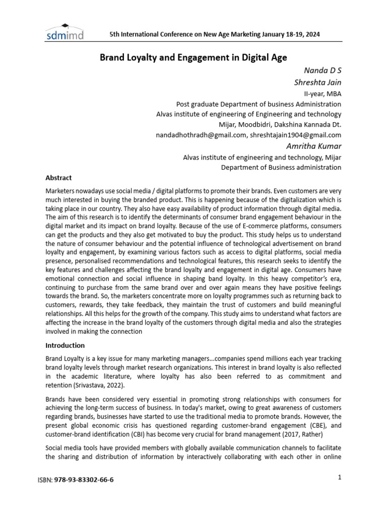 Brand Loyalty and Engagement in Digital Age | PDF | Consumer Behaviour ...