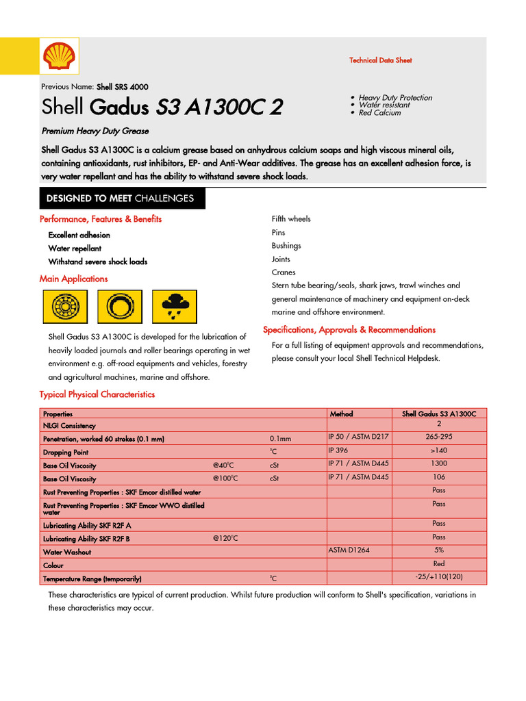 Shell Gadus S3 A1300C 2 Overview | PDF | Mechanical Engineering | Materials