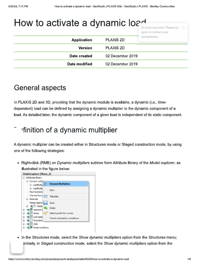 How To Activate A Dynamic Load - GeoStu... Ostudio - PLAXIS - Bentley ...