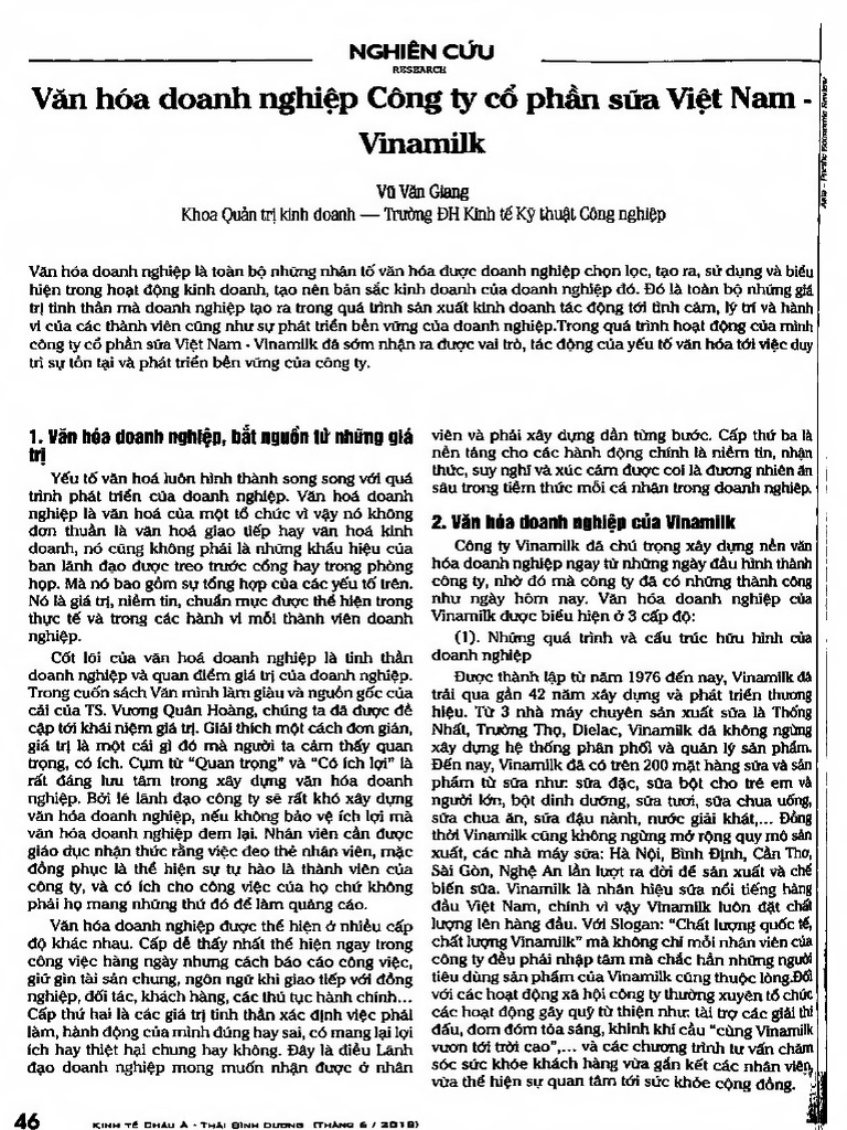 Van Hoa Doanh Nghiep Vinamilk | PDF