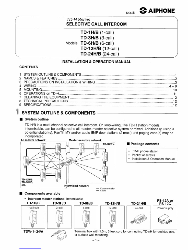 Public Address System, Td-6h b - Installation & Operation Manual | PDF