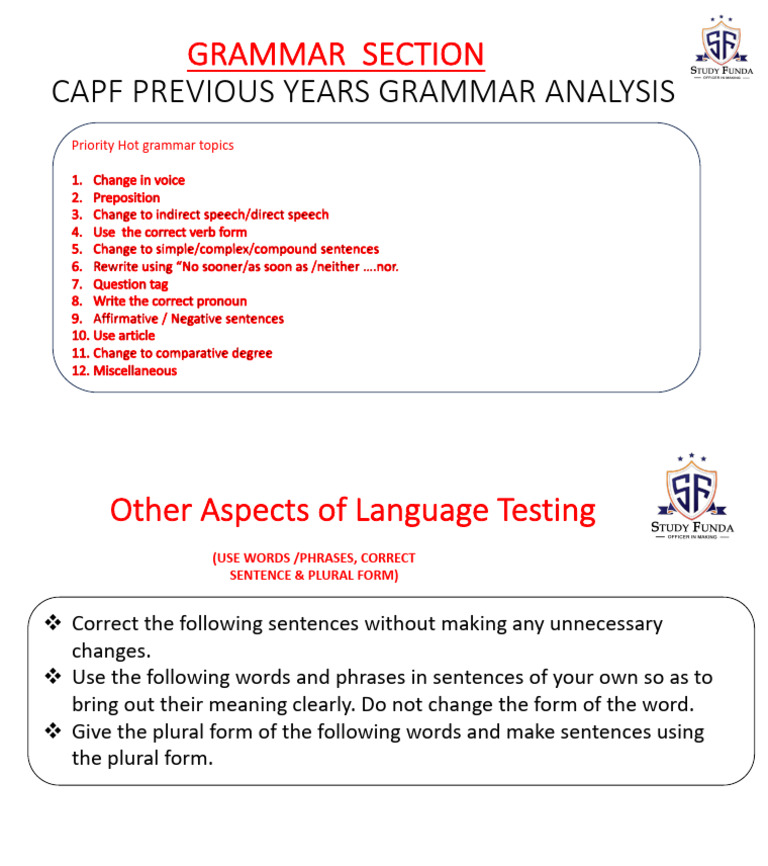 CAPF Grammar Analysis Guide | PDF