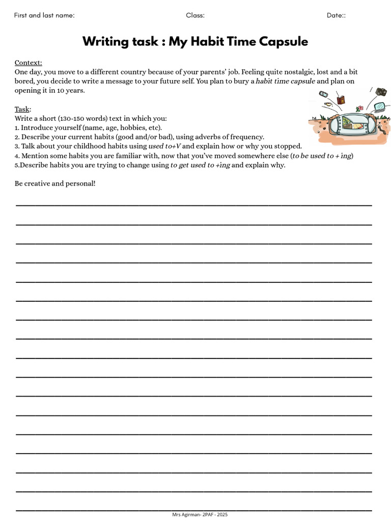 Writing Task: My Habit Time Capsule | PDF