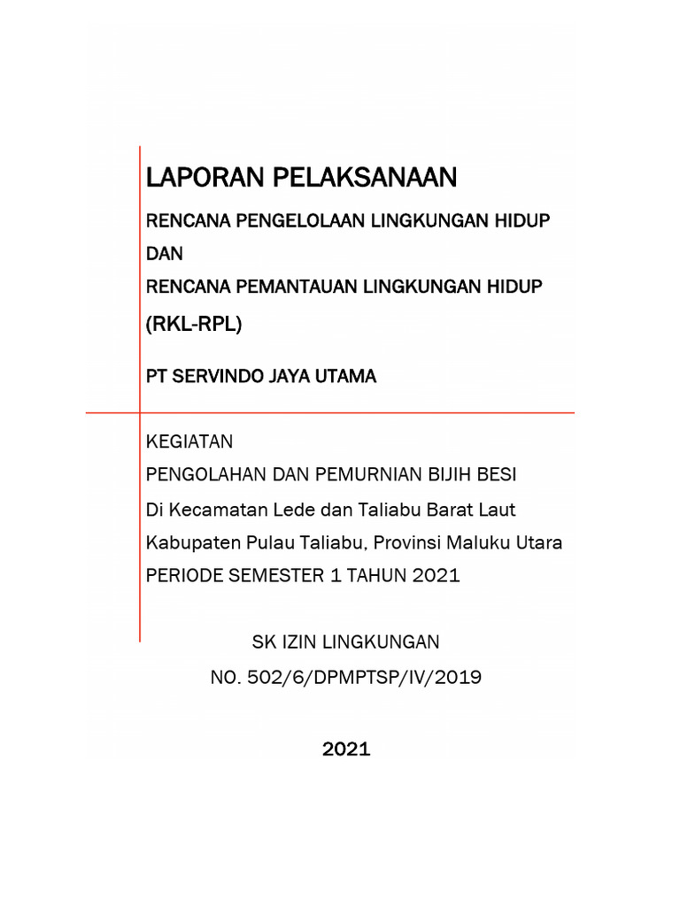 Laporan RKL-RPL PT Servindo Jaya Utama | PDF