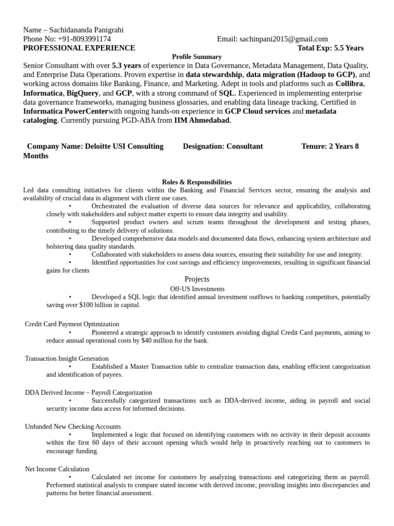 EXL Data Management Consultant Profile | PDF | Data | Analytics
