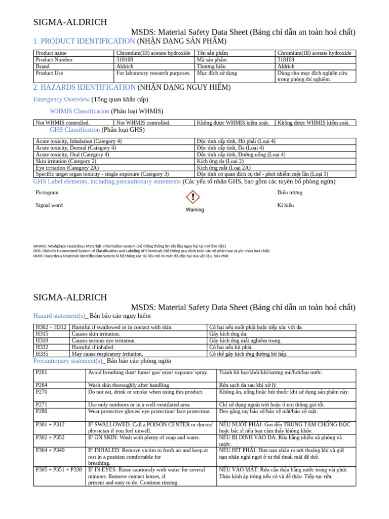 MSDS Eng Vie | PDF