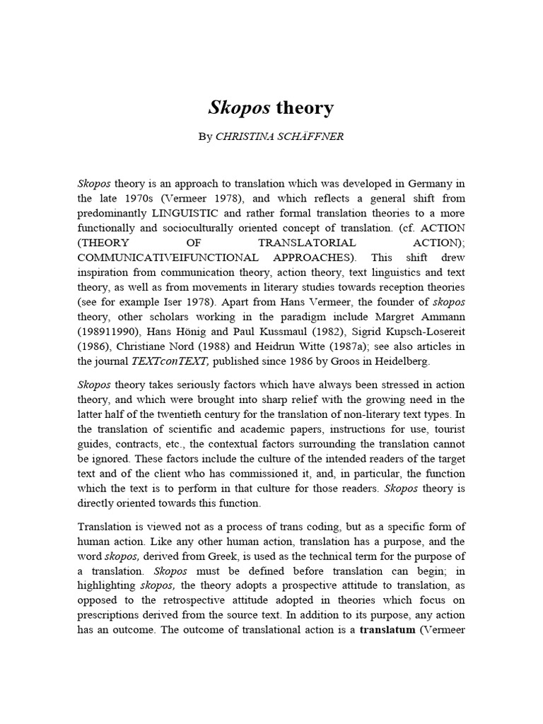 Understanding Skopos Theory in Translation | PDF | Translations | Theory