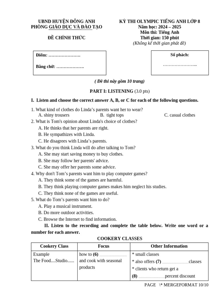 2024-2025 Grade 8 English Exam Paper | PDF | Adolescence | Social Media