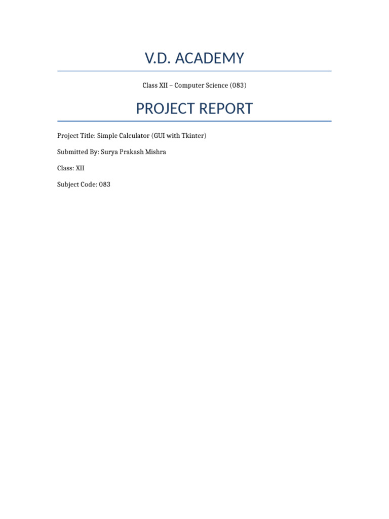 Simple Calculator Project with Tkinter | PDF | Graphical User ...