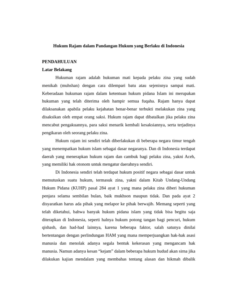 Hukum Rajam dan Penerapannya di Indonesia | PDF