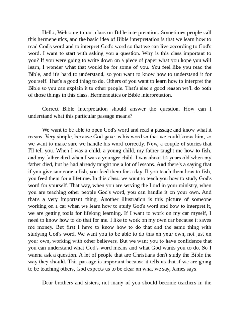 Bible Interpretation Class Overview | PDF | Bible | Jesus