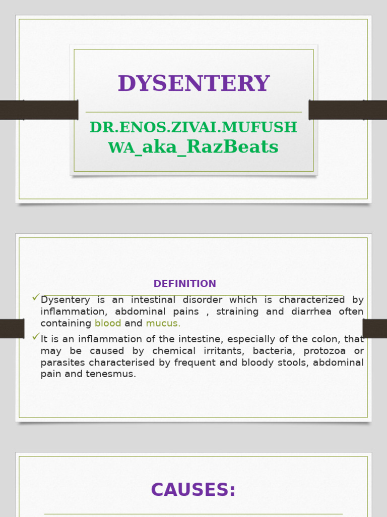 Dysentery: Types and Management Overview | PDF | Diarrhea | Microbiology