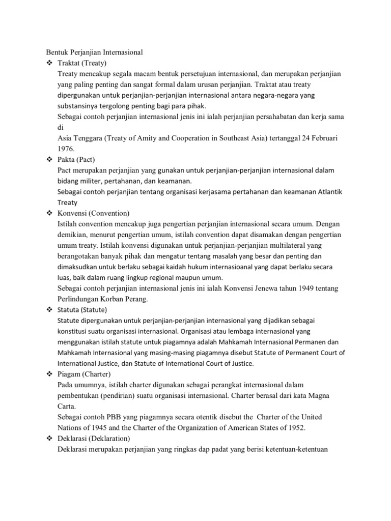 Bentuk Perjanjian Internasional Pdf