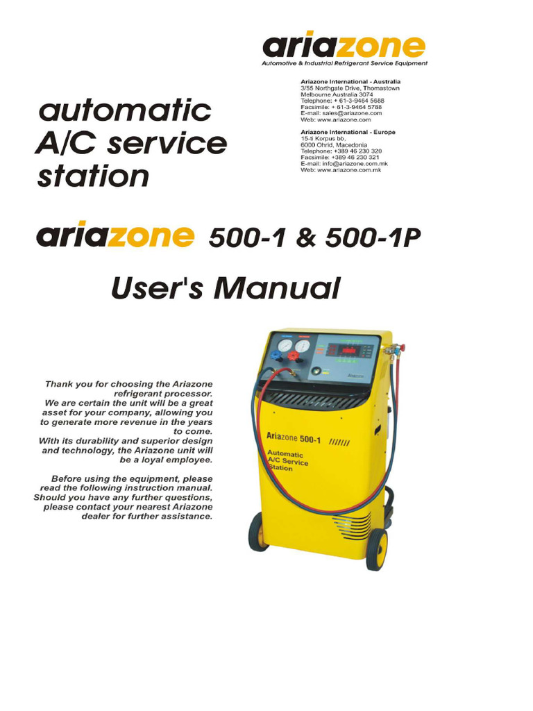 Manual de Uso Ariazone 500-1 A/C | PDF | Aire acondicionado | Presión