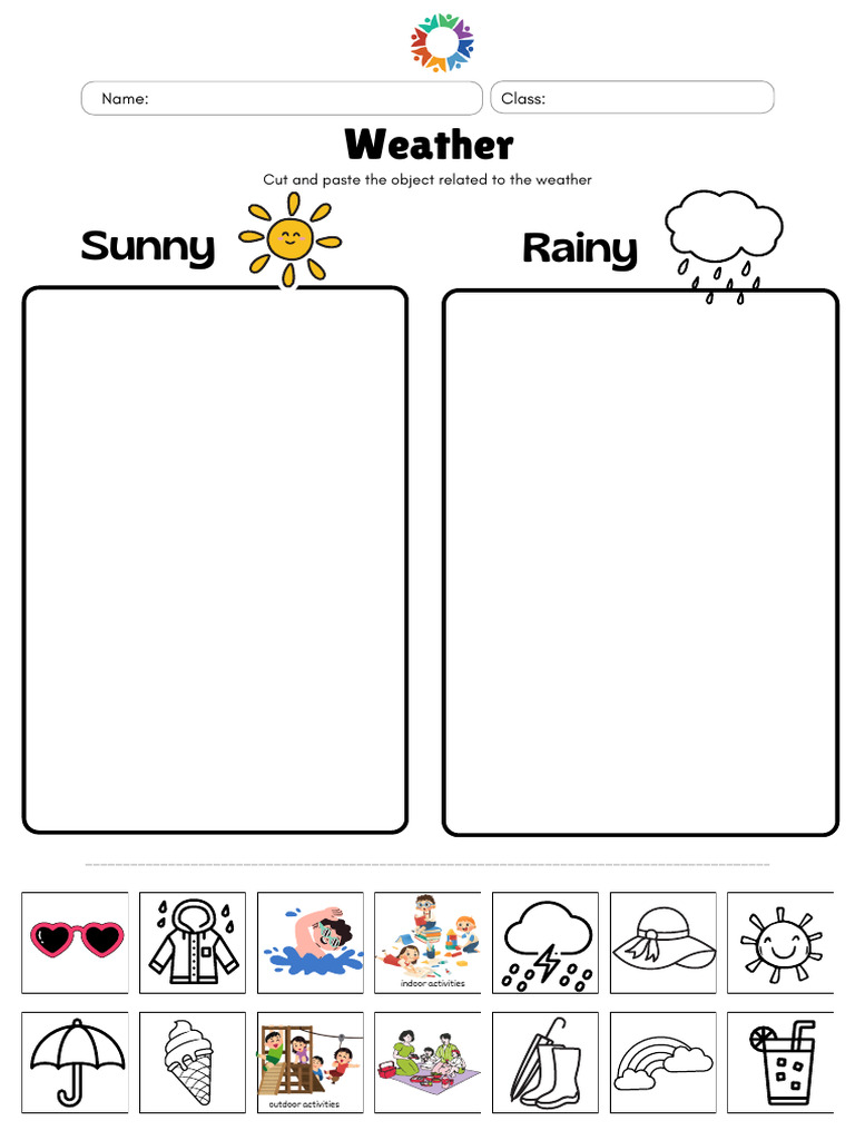 Weather and Clothes Worksheet in Blue Illustrative Style | PDF