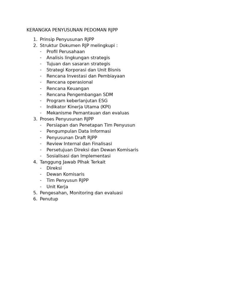 Pedoman Penyusunan RJPP Perusahaan | PDF