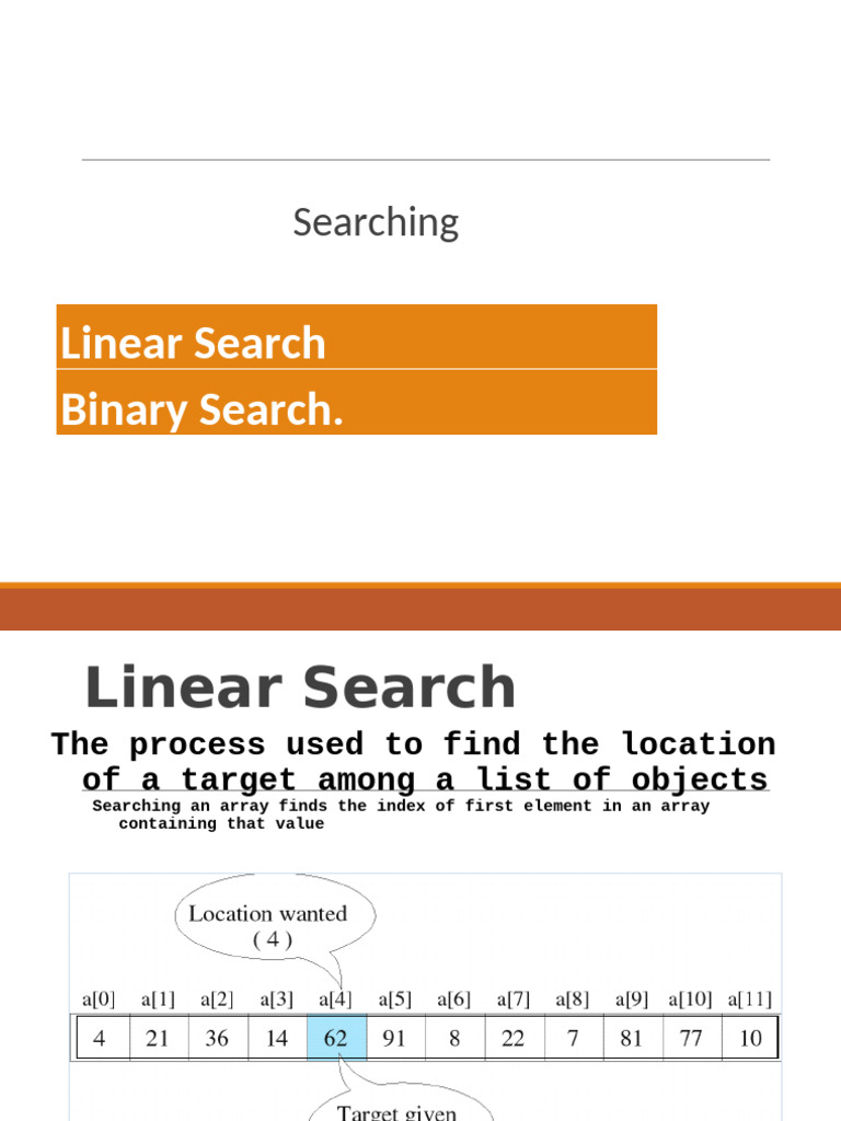 Searching Algorithms: Linear & Binary | PDF | Information Retrieval ...