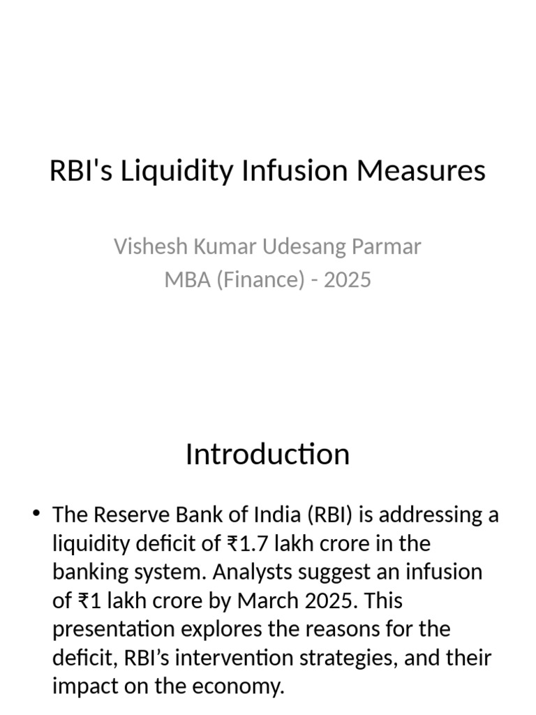 RBI Liquidity Infusion Presentation | PDF